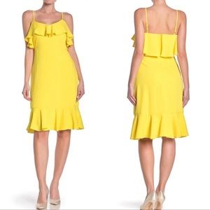Trina by Trina Turk Mosey Flounce Midi Dress - Yellow